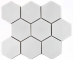 Hexagonal Hexagonal Mosaïque Carreau Céramique XL blanc mat Carreau de cuisine WC Carreau de salle de bain Protection contre les éclaboussures Parement mural - MOS11F-0111