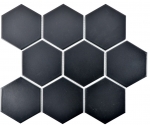 Hexagonal Hexagonal Mosaïque Carreau Céramique XL noir mat Cuisine WC Salle de bains Carrelage anti-éclaboussures - MOS11F-0311