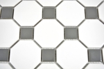 Échantillon manuel de mosaïque Carreau céramique gris métal Octagon blanc mat métal brillant MOS13-0122_m