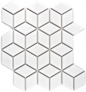 Cube Mosaïque Céramique 3D blanc brillant Carreau de mur Carreau de salle de bain Carreau de cuisine - MOS13OV-0101