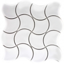 Éventail Mosaïque Carreau Céramique blanc brillant Vague Carreau de salle de bain Carreau de cuisine Carreau mural - MOS13-FSW01