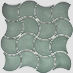 Éventail Mosaïque Céramique pastel pétrole vague Carreau de mur Carreau de salle de bain Carreau de cuisine WC - MOS13-FSW18