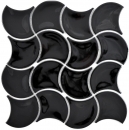 Mosaïque Carreau céramique éventail noir brillant vague Carreaux muraux Carreaux salle de bain MOS13-FSW03_f | 10 Tapis mosaïque