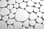 Motif main Mosaïque de galets Pebbles Céramique blanc brillant Receveur de douche Miroir de carrelage MOS12-0102_m