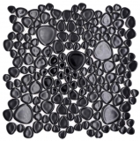 Mosaïque de galets Pebbles Gouttes de céramique noir brillant Receveur de douche Carrelage MOS12-0302