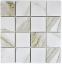 Carreau mosaïque Calacatta blanc beige Céramique Carrelage salle de bain MOS16-0112_f | 10 Tapis mosaïque