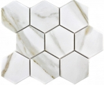Hexagonal Hexagonal Carreau Mosaïque Céramique blanc gris XL Calacatta Carreau mural Carrelage salle de bain Carrelage cuisine - MOS11F-0112