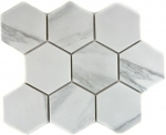 Hexagonal Hexagonal Carreau Mosaïque Céramique blanc anthracite XL Carrelage mural Carrelage salle de bain Carrelage cuisine - MOS11F-0102