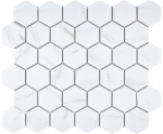 Mosaïque Carreaux céramiques blancs Hexagon Carrara Carreaux muraux Carreaux de salle de bain MOS11G-0102_f | 10 Tapis de mosaïque