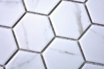 Échantillon manuel Carreau de mosaïque Céramique blanche Hexagon Carrara Carreau mural Carreau de salle de bain MOS11G-0102_m
