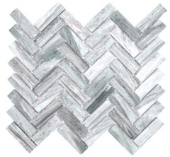 Carreau de mosaïque à chevrons Céramique aspect pierre gris Miroir de fond de douche MOS24-SO32