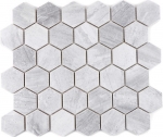 Mosaïque Céramique Hexagone Travertin gris mat Carrelage cuisine MOS11G-0202_f | 10 Tapis de mosaïque
