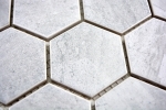 Motif main Carreau mosaïque Céramique Hexagone Travertin gris mat Carrelage cuisine MOS11G-0202_m