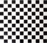 Mosaïque en céramique Échiquier noir blanc brillant Carreau de mosaïque MOS18-0306