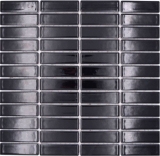 Bâtonnets Mosaïque Carreau céramique noir brillant Dos de douche MOS24-0302
