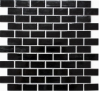 Mosaïque composite Lames Céramique Brick noir brillant Dos de cuisine Protection anti-éclaboussures MOS24-4BG