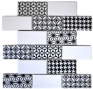 Carreau mosaïque gris blanc noir Subway carreaux de cuisine brillant MOS26M-0103_f