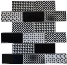 Carreau mosaïque céramique blanc gris noir Subway carreaux MOS26M-0301_f
