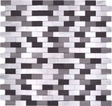 Mosaïque carreau aluminium Brick 3D argent noir carrelage MOS49-0208
