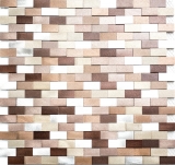 Mosaïque de fond aluminium Brick 3D alu argent cuivre MOS49-0207_f