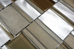 Échantillon manuel Carreau de mosaïque Aluminium Translucide Combinaison Alu Mosaïque de verre Crystal beige brun MOS49-1202_m