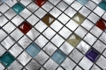 Motif à main Carreau de mosaïque Aluminium Translucide Alu Mosaïque de verre Crystal argenté multicolore MOS49-A702_m
