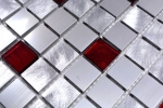 Échantillon manuel de mosaïque Aluminium Translucide Alu Mosaïque de verre Crystal argent rouge MOS49-O301F_m