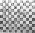 Mosaïque Carreau aluminium Mosaïque de verre damier noir anthracite argent MOS49-0302_8mm