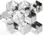 Mosaïque en acier inoxydable argenté Hexagon 3D brillant Mur de cuisine MOS129-HXM10SG