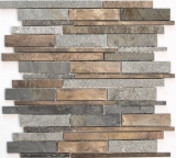 Mosaïque Carreau en pierre naturelle Cuivre gris rouille composé de bâtonnets Carrelage mural Carreaux de cuisine - MOS47-XSK565