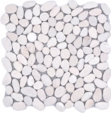 Galet de rivière Galet de pierre bombé blanc cream ivoire Receveur de douche Paroi carrelée Cuisine - MOS30-0102