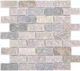 Quartzite Pierre naturelle Mosaïque Brick beige gris mur sol douche dosseret cuisine carrelage - MOS36-0208