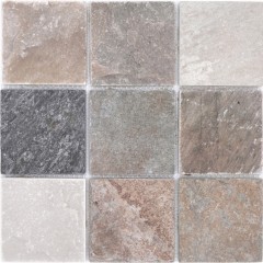 Quartzite Mosaïque beige gris mur sol douche dosseret cuisine carrelage salle de bain - MOS36-0210