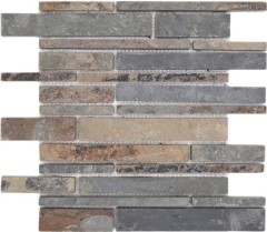Ardoise Carreau de mosaïque Pierre naturelle rouille Brick rustique Revêtement mural Carreau de cuisine Tapis de mosaïque - MOS34-2525