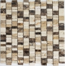 Marbre Mosaïque Carreau en pierre naturelle Bâtons beige crème marron foncé Carrelage cuisine - MOSSopo-M10-VH21