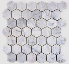 Marbre Mosaïque Carreau en pierre naturelle Hexagon blanc anthracite Carrara Carreau mural - MOS44-0103