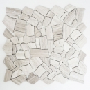 Mosaïque brisée Marbre Pierre naturelle Polygonal Gris rayures gris clair argenté Carrelage mural Cuisine - MOS44-0202