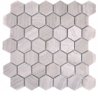 Marbre Mosaïque Carreau pierre naturelle Hexagone gris clair crème bandes douche mur sol carrelage - MOS44-1205