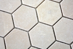 Motif main Carreau de mosaïque Marbre Pierre naturelle beige Hexagone Marbre Botticino Anticato MOS42-1212_m