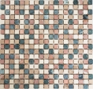Marbre Mosaïque Pierre Naturelle Crème Beige Rouge Vert Random mini Carré Carrelage Salle de Bains - MOS38-1204
