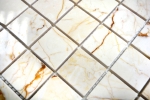 Motif main Carreau de mosaïque Marbre pierre naturelle crème dorée polie structure MOS42-32-2807_m