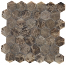 Marbre Mosaïque Carreau pierre naturelle Hexagon Impala brun foncé poli brillant cuisine mur - MOS42-1311