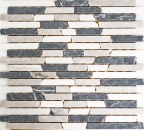 Mosaïque Marbre Pierre naturelle beige gris noir Brick Botticino Nero MOS40-0204_f