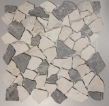 Mosaïque Bruch Marbre Pierre naturelle gris beige Polygonal Protection anti-éclaboussures Dos de cuisine Carreau mural Carreau de salle de bain WC - MOS44-0108