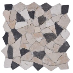 Mosaïque brisée Marbre Pierre naturelle beige crème noir anthracite Polygonal Carreau de cuisine - MOS44-30-110