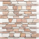 Mosaïque Marbre Pierre naturelle beige rouge Mosaïque de briques Biancone Rosso MOS40-0225_f