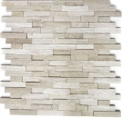 Splitface Marbre Mosaïque Mur de pierre Pierre naturelle Brick gris clair rayures Carreau de mur - MOS40-3D20