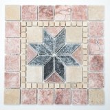 Rossone Travertin Pierre naturelle beige rouge teracotta noir Décor Plaque de sol carrelage mur cuisine - MOSRos-74034