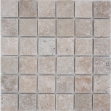 Travertin Carreaux de mosaïque Terrasse Mur Sol Pierre naturelle Medio beige clair crème Parement mural Bac de douche Carreau de cuisine - MOS43-46048