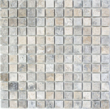 Travertin Carreaux mosaïque terrasse mur sol pierre naturelle gris clair argent beige carrelage mural carreau cuisine bac à douche - MOS43-47023